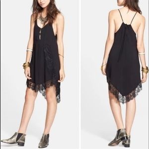 Free People Lace Slip Mini Eyelash Black Dress Small